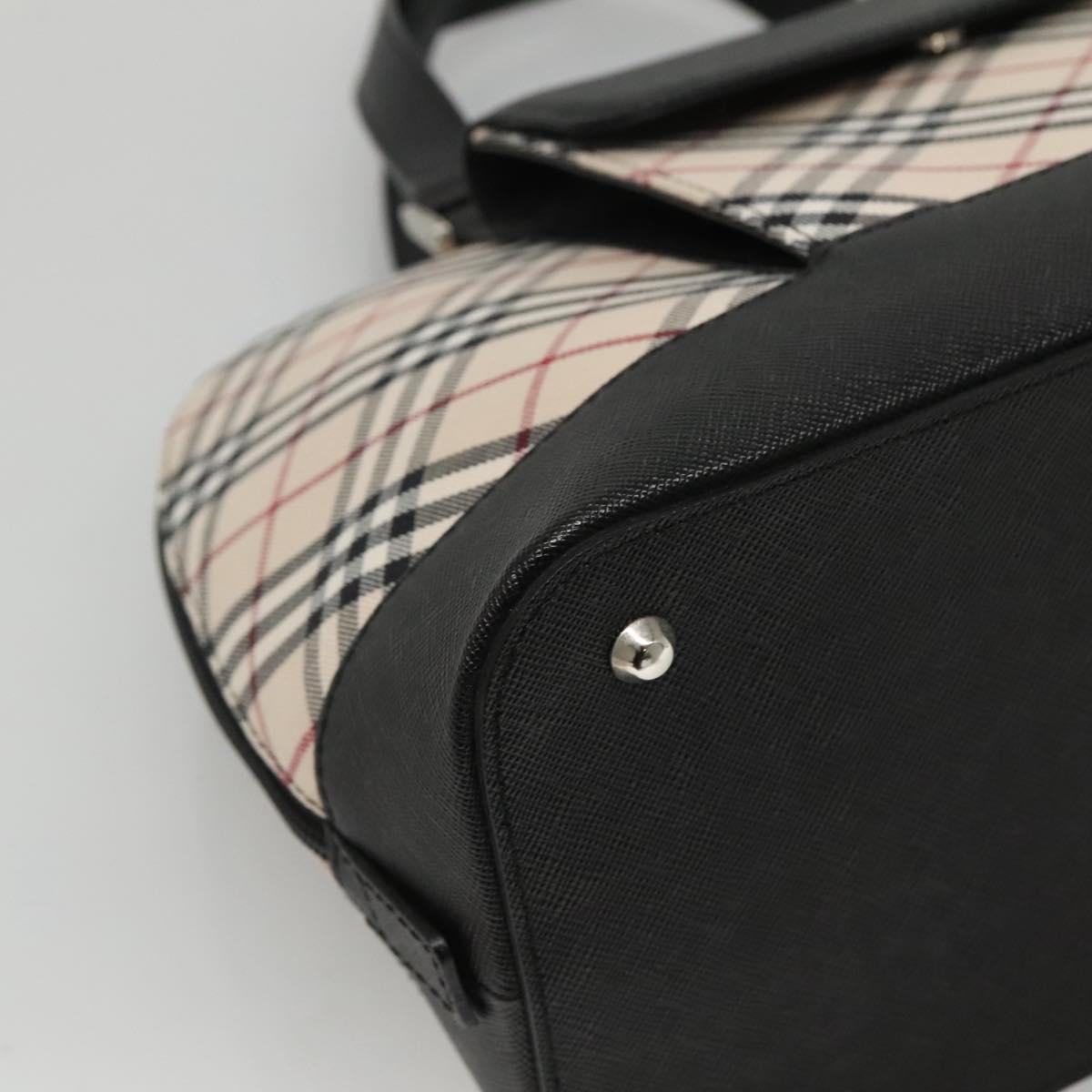 BURBERRY Nova Check Hand Bag Canvas Beige Silver Auth 117241V