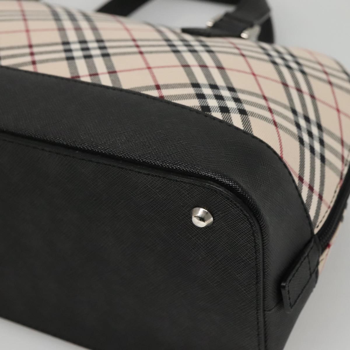 BURBERRY Nova Check Hand Bag Canvas Beige Silver Auth 117241V