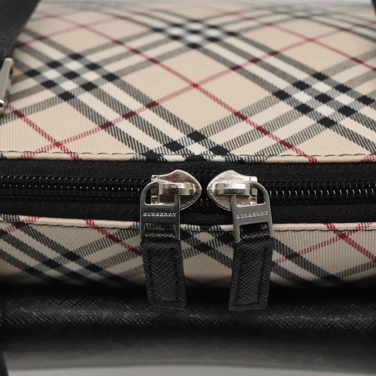 BURBERRY Nova Check Hand Bag Canvas Beige Silver Auth 117241V