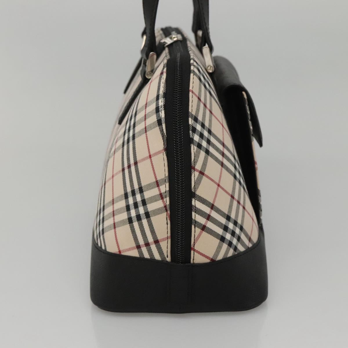 BURBERRY Nova Check Hand Bag Canvas Beige Silver Auth 117241V
