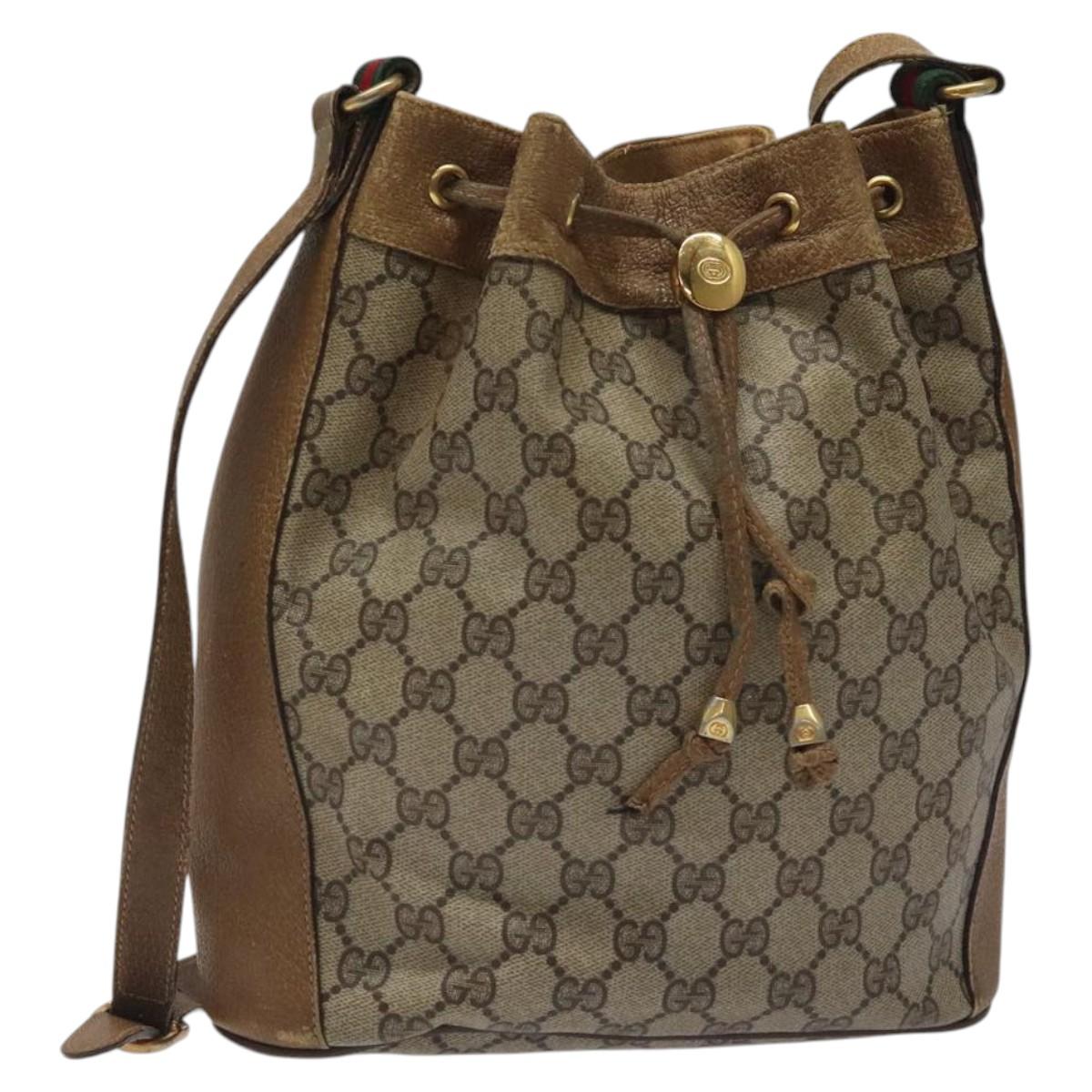 GUCCI GG Supreme Web Sherry Line Bag PVC Beige Red Green 72 02 034 Auth 117242