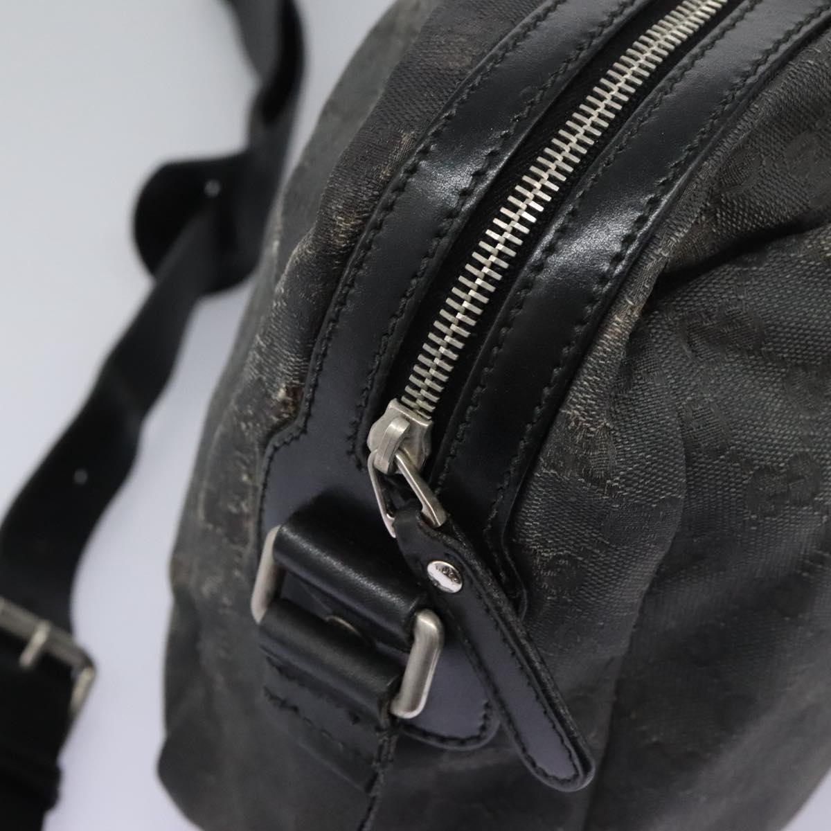 GUCCI GG Canvas Shoulder Bag Black Silver 223648 Auth 117257