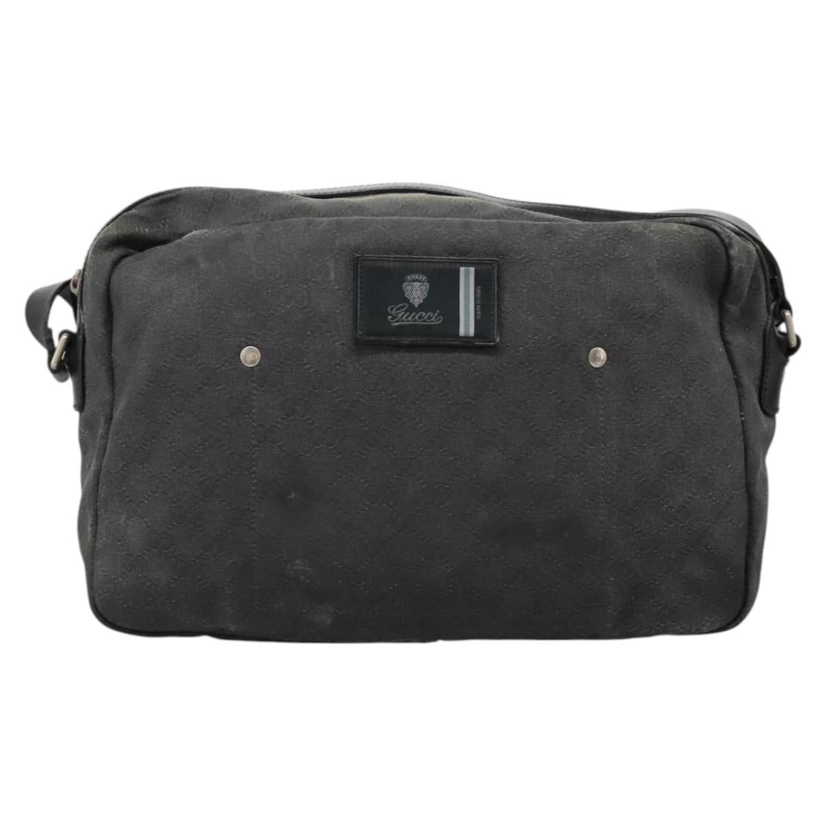 GUCCI GG Canvas Shoulder Bag Black Silver 223648 Auth 117257