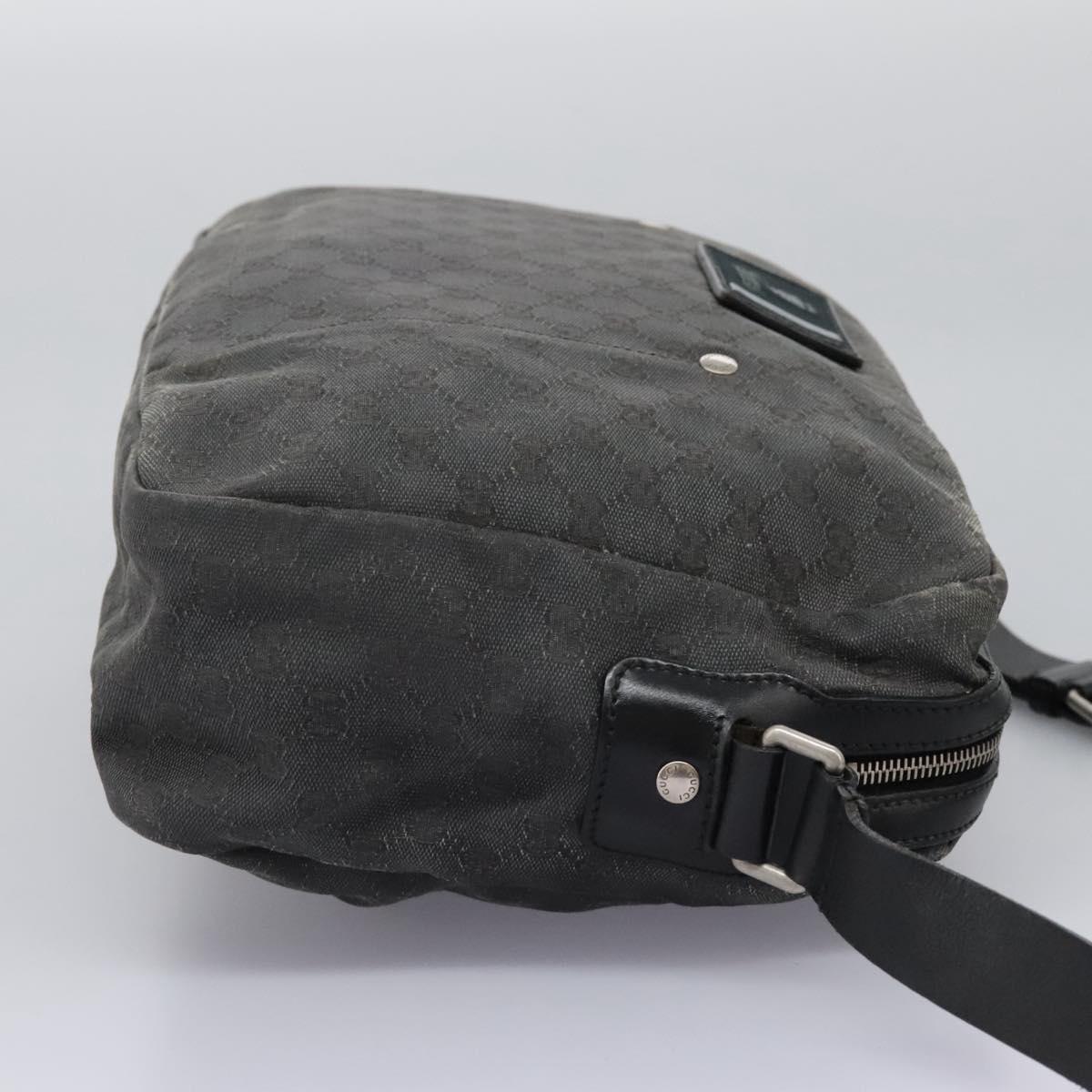 GUCCI GG Canvas Shoulder Bag Black Silver 223648 Auth 117257