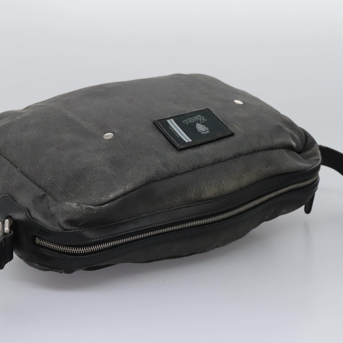 GUCCI GG Canvas Shoulder Bag Black Silver 223648 Auth 117257