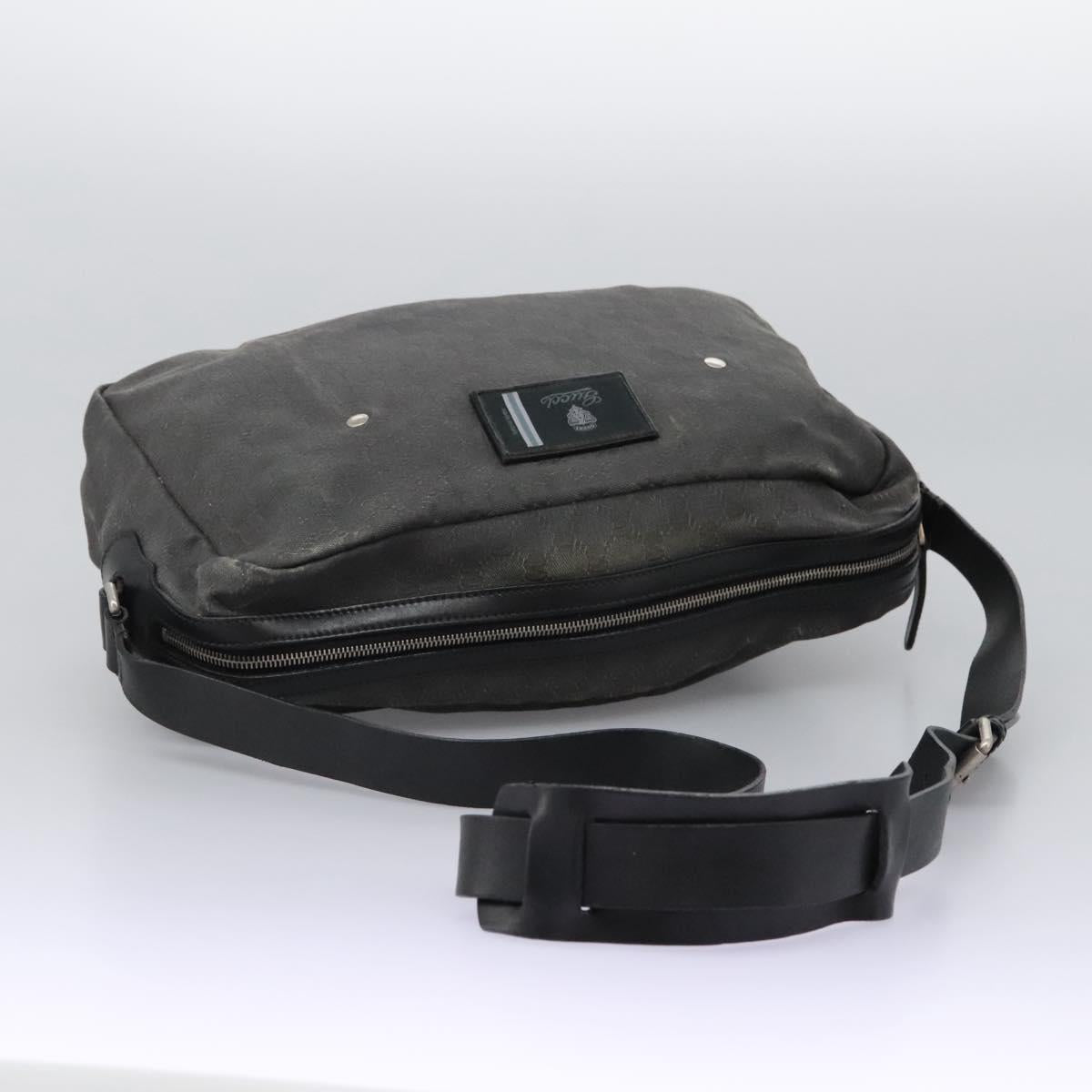 GUCCI GG Canvas Shoulder Bag Black Silver 223648 Auth 117257