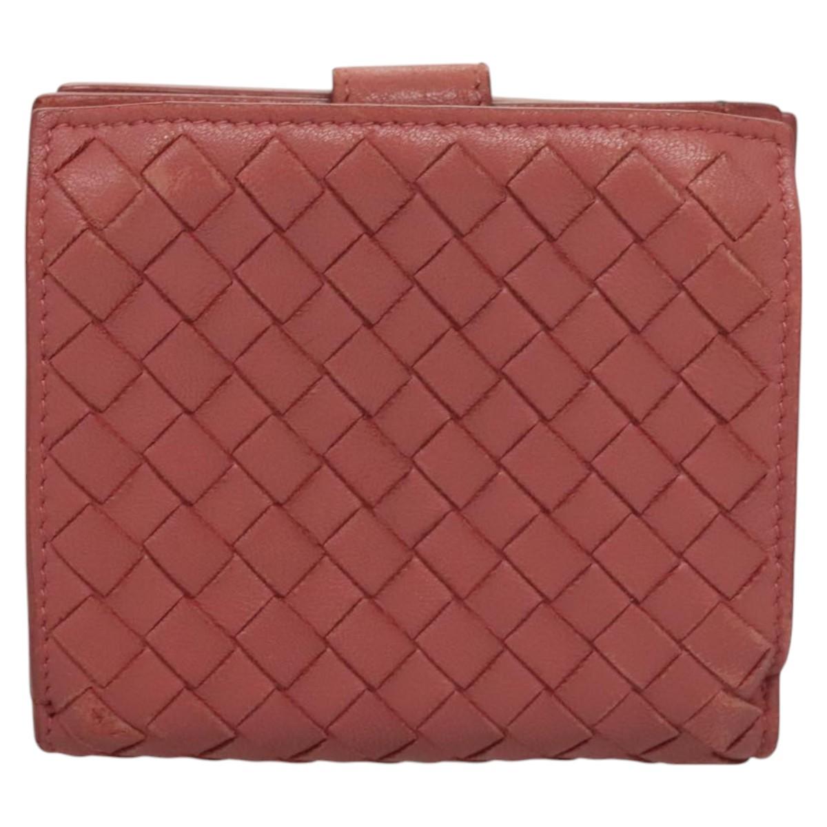 BOTTEGA VENETA INTRECCIATO Wallet Leather Pink Auth 117262