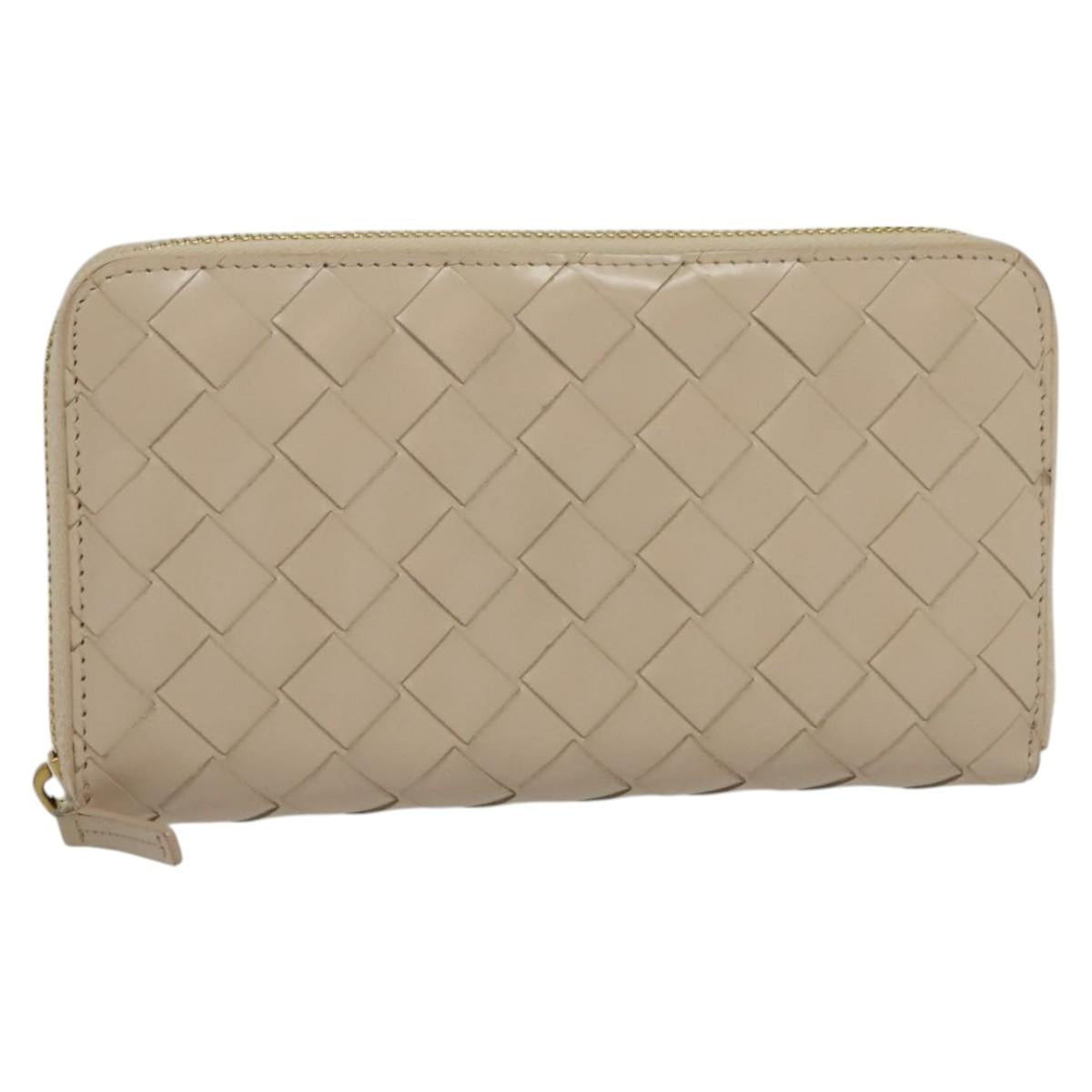 BOTTEGA VENETA INTRECCIATO Wallet Leather Pink Beige Auth 117268