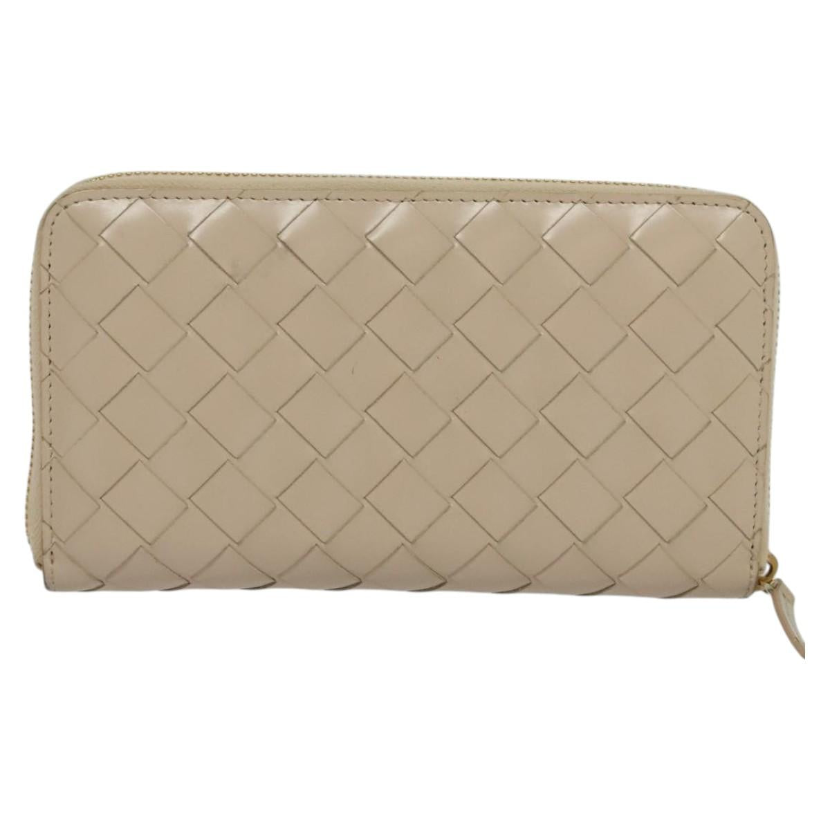 BOTTEGA VENETA INTRECCIATO Wallet Leather Pink Beige Auth 117268