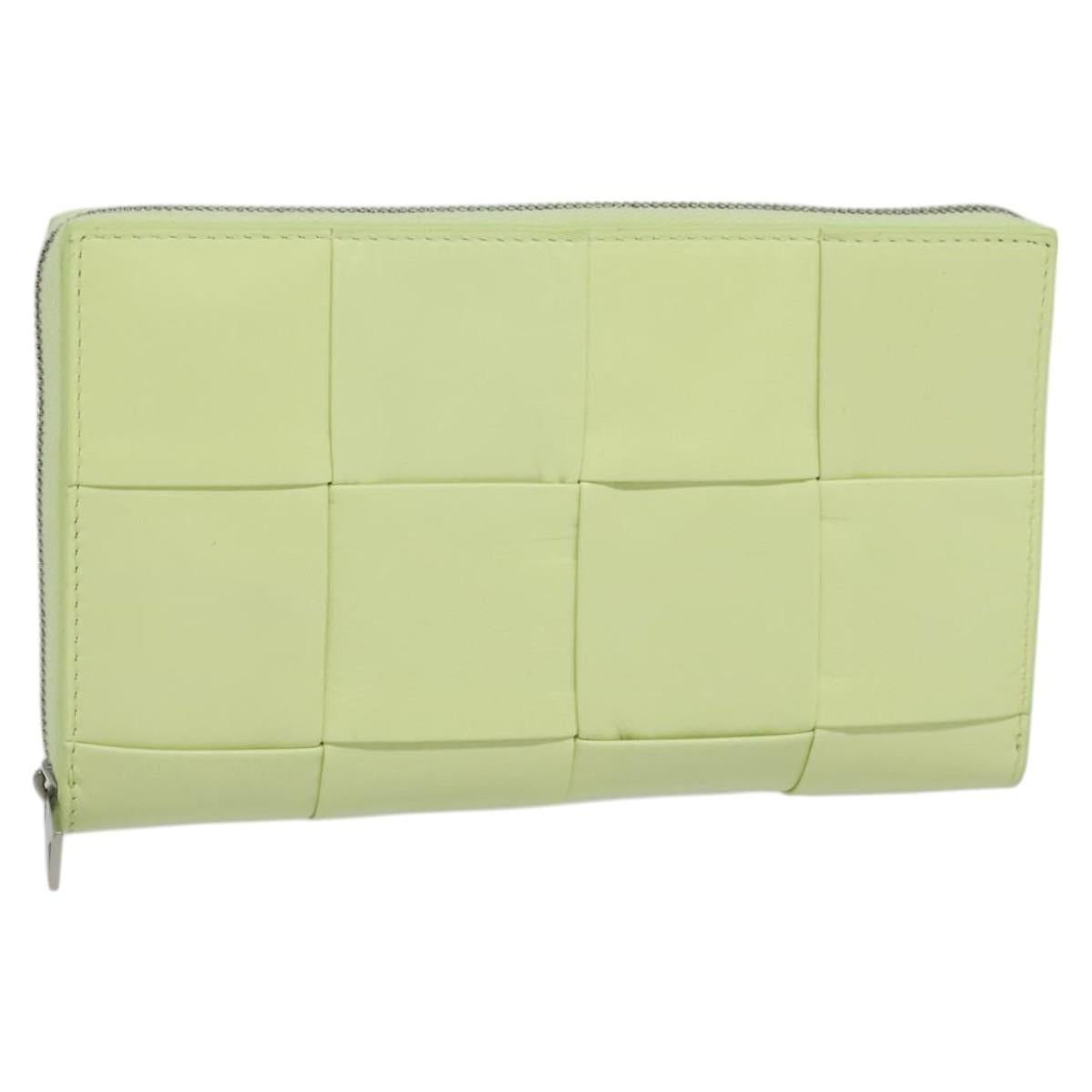 BOTTEGA VENETA INTRECCIATO Wallet Leather LIme Green Auth 117269AM