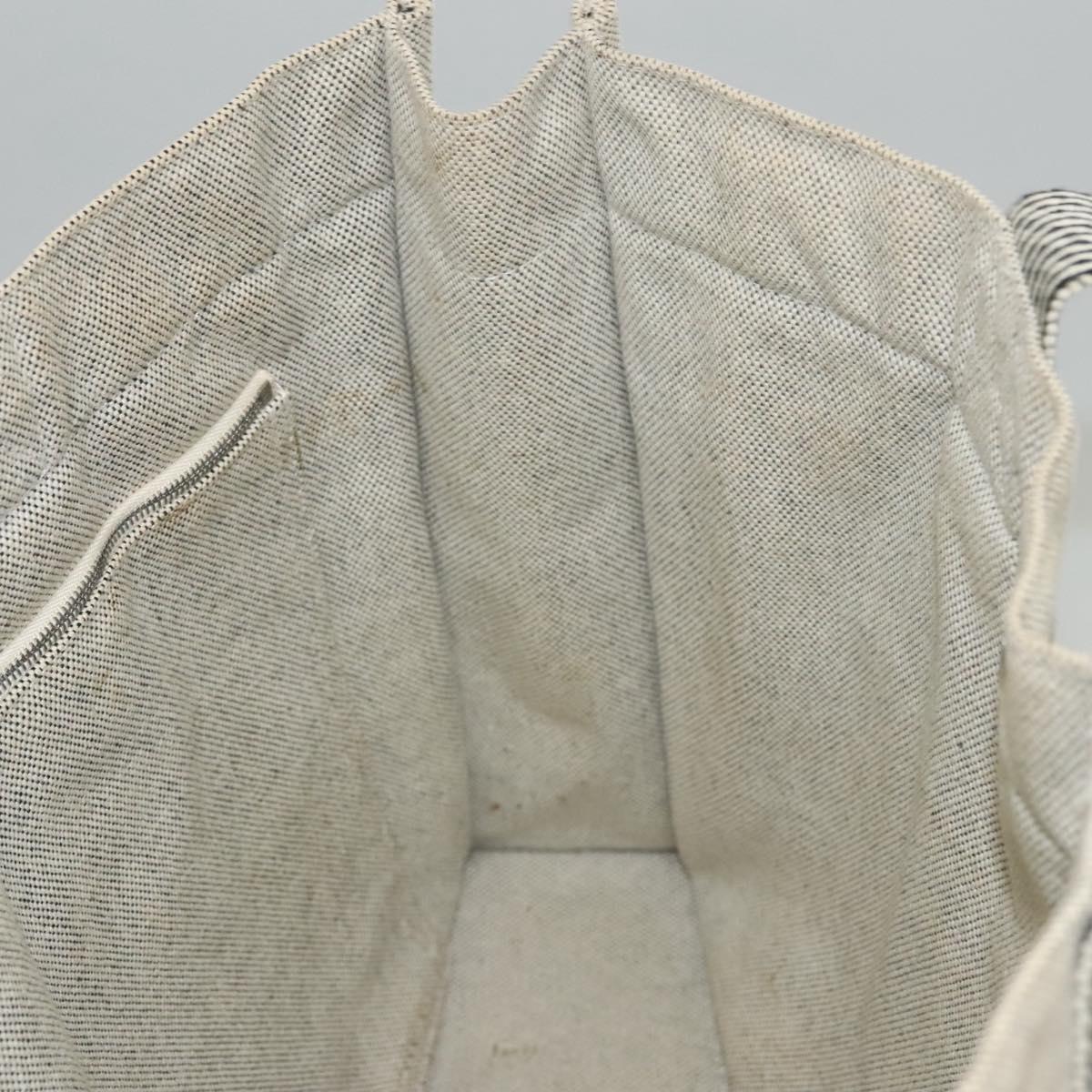 HERMES New Fourre Tout MM Hand Bag Canvas Gray Silver Auth 117285