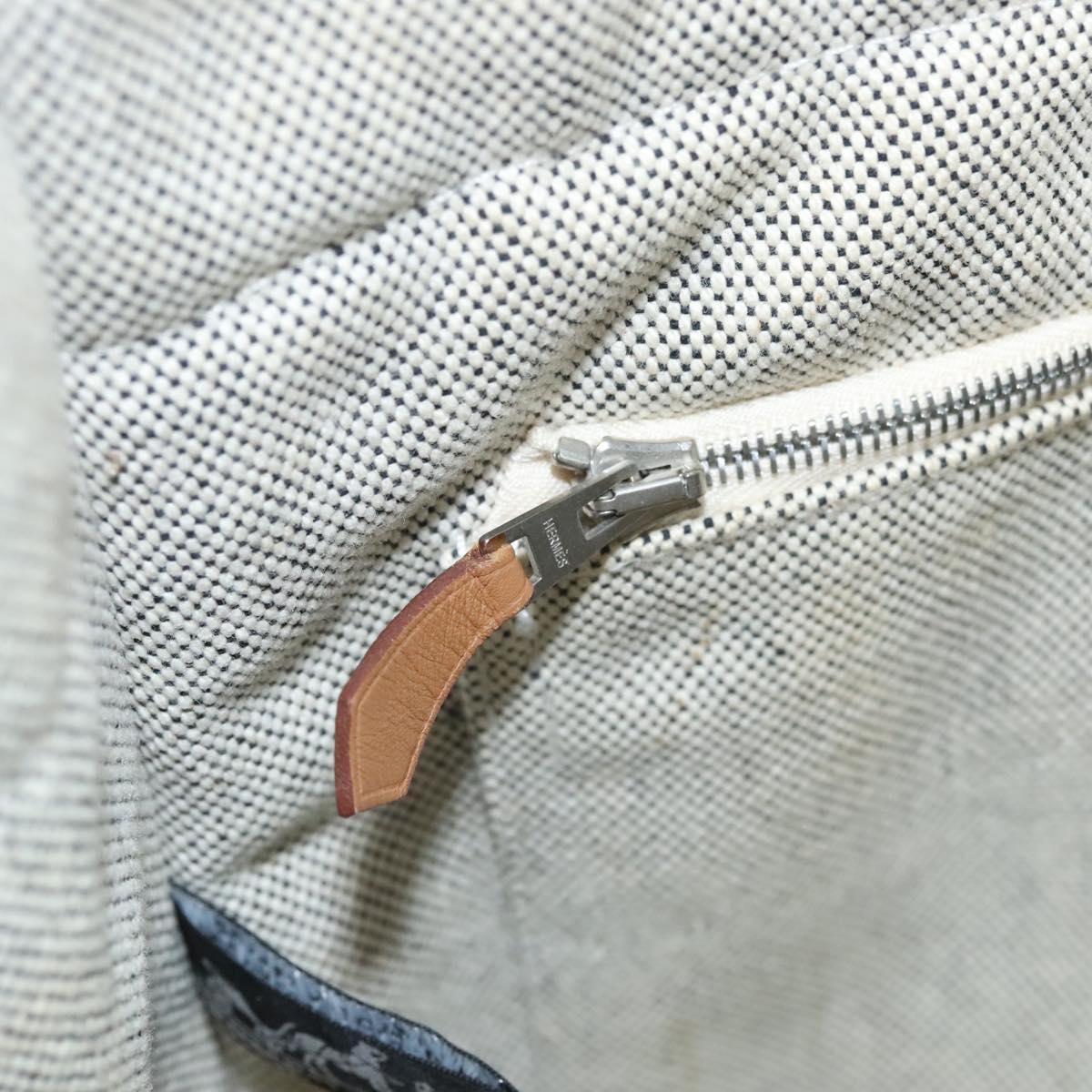 HERMES New Fourre Tout MM Hand Bag Canvas Gray Silver Auth 117285
