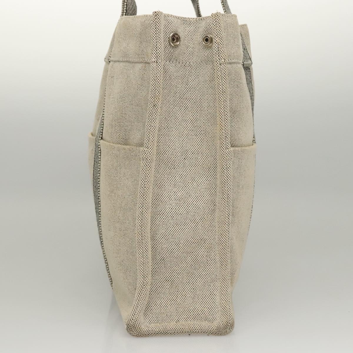 HERMES New Fourre Tout MM Hand Bag Canvas Gray Silver Auth 117285