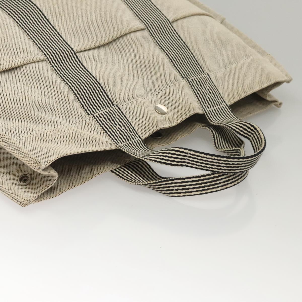 HERMES New Fourre Tout MM Hand Bag Canvas Gray Silver Auth 117285