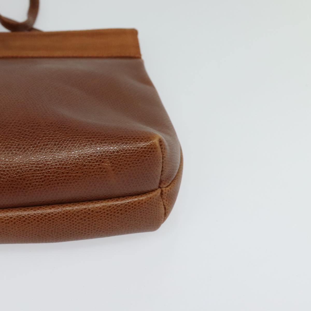 Salvatore Ferragamo Shoulder Bag Leather Brown Gold Auth 117287
