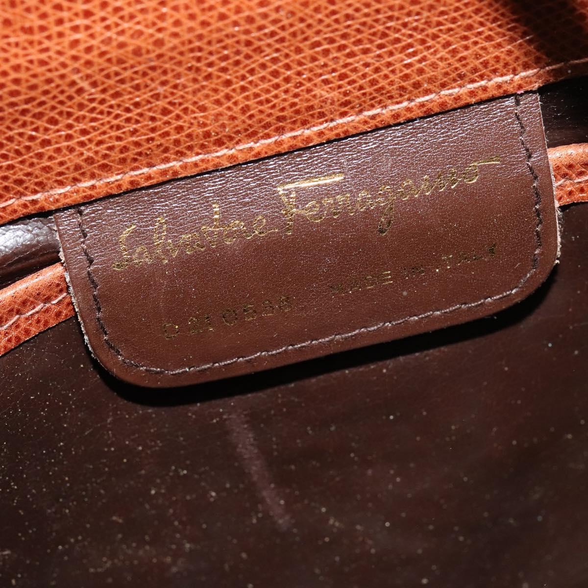 Salvatore Ferragamo Shoulder Bag Leather Brown Gold Auth 117287