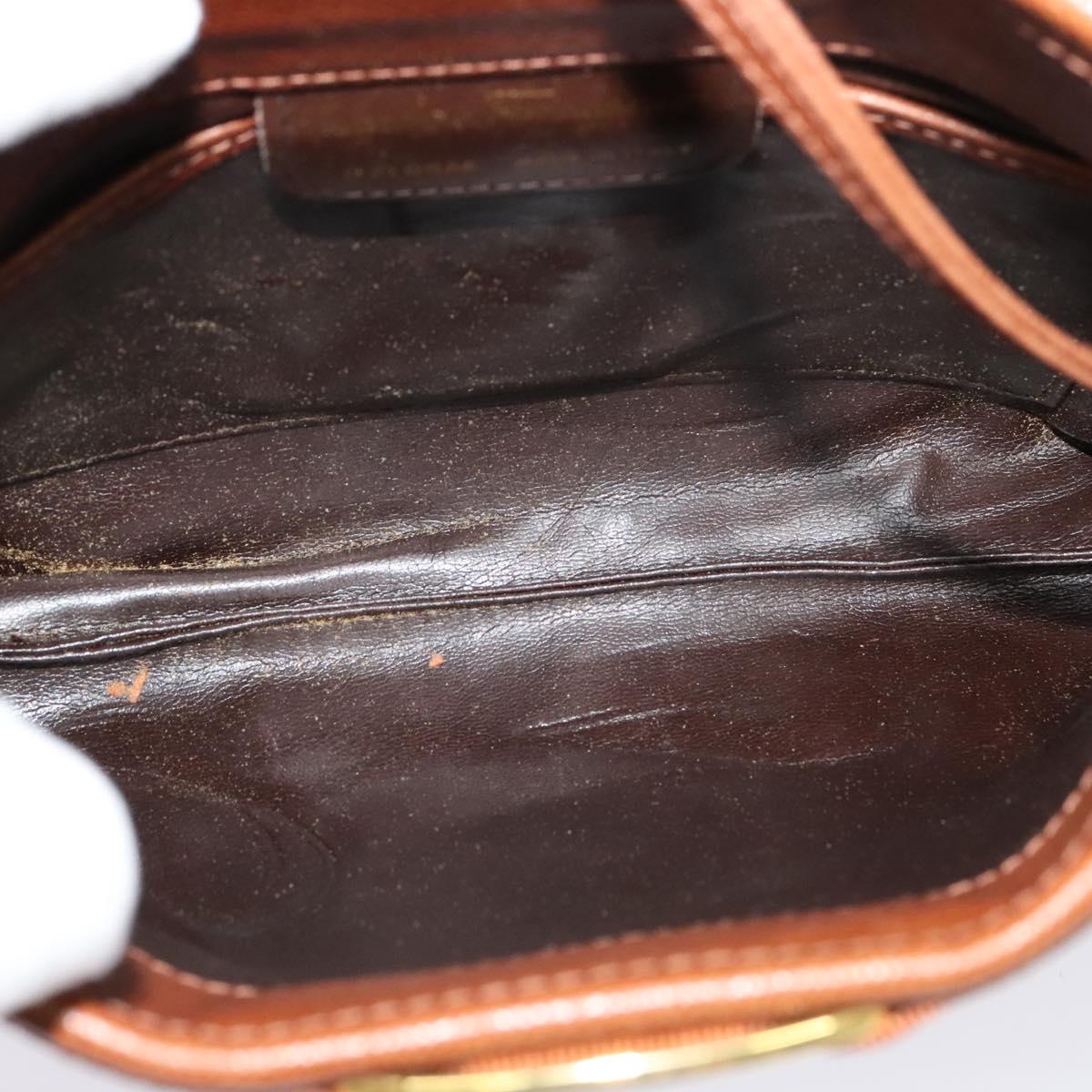 Salvatore Ferragamo Shoulder Bag Leather Brown Gold Auth 117287