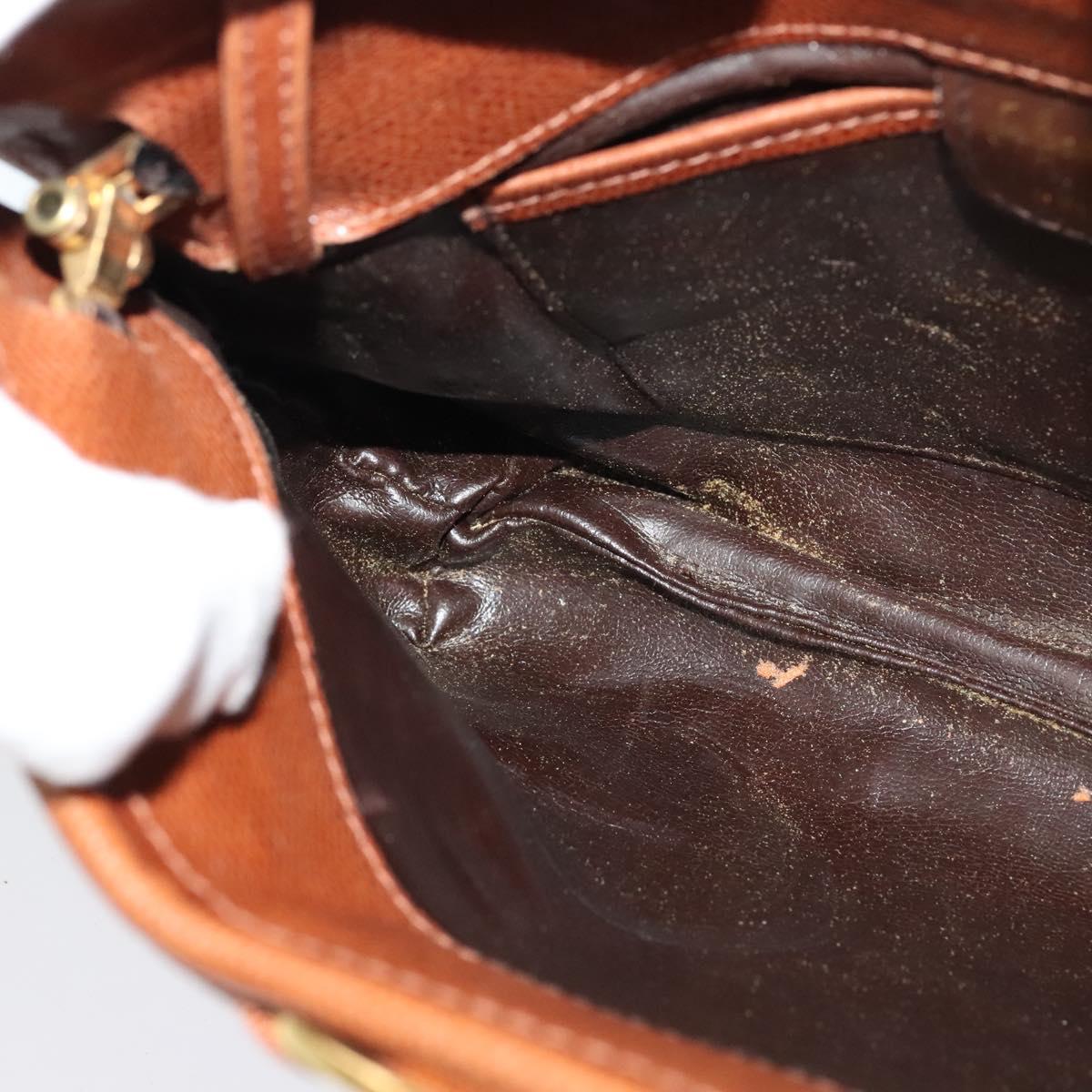 Salvatore Ferragamo Shoulder Bag Leather Brown Gold Auth 117287