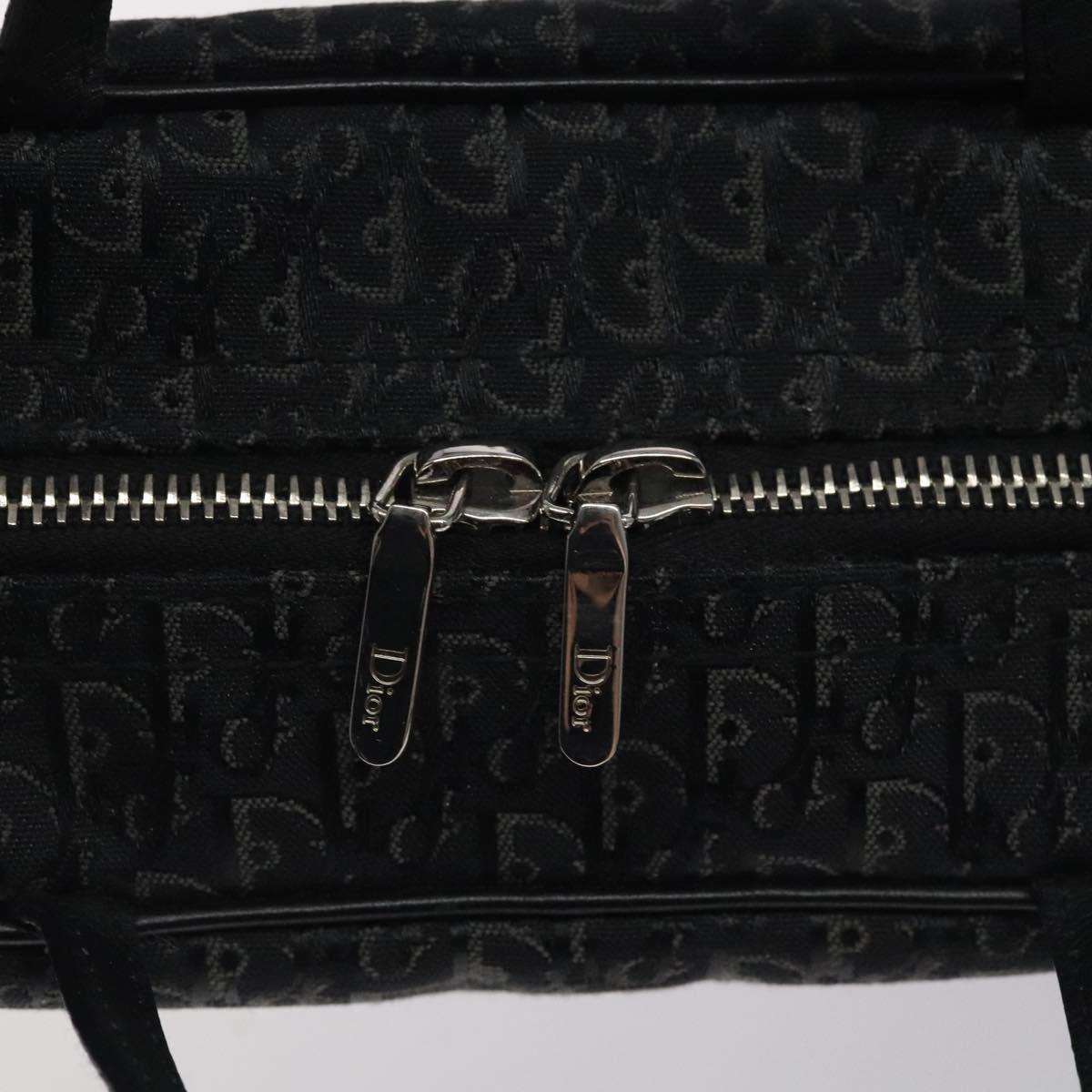 Christian Dior Trotter Canvas Hand Bag Black Silver Auth 117320M