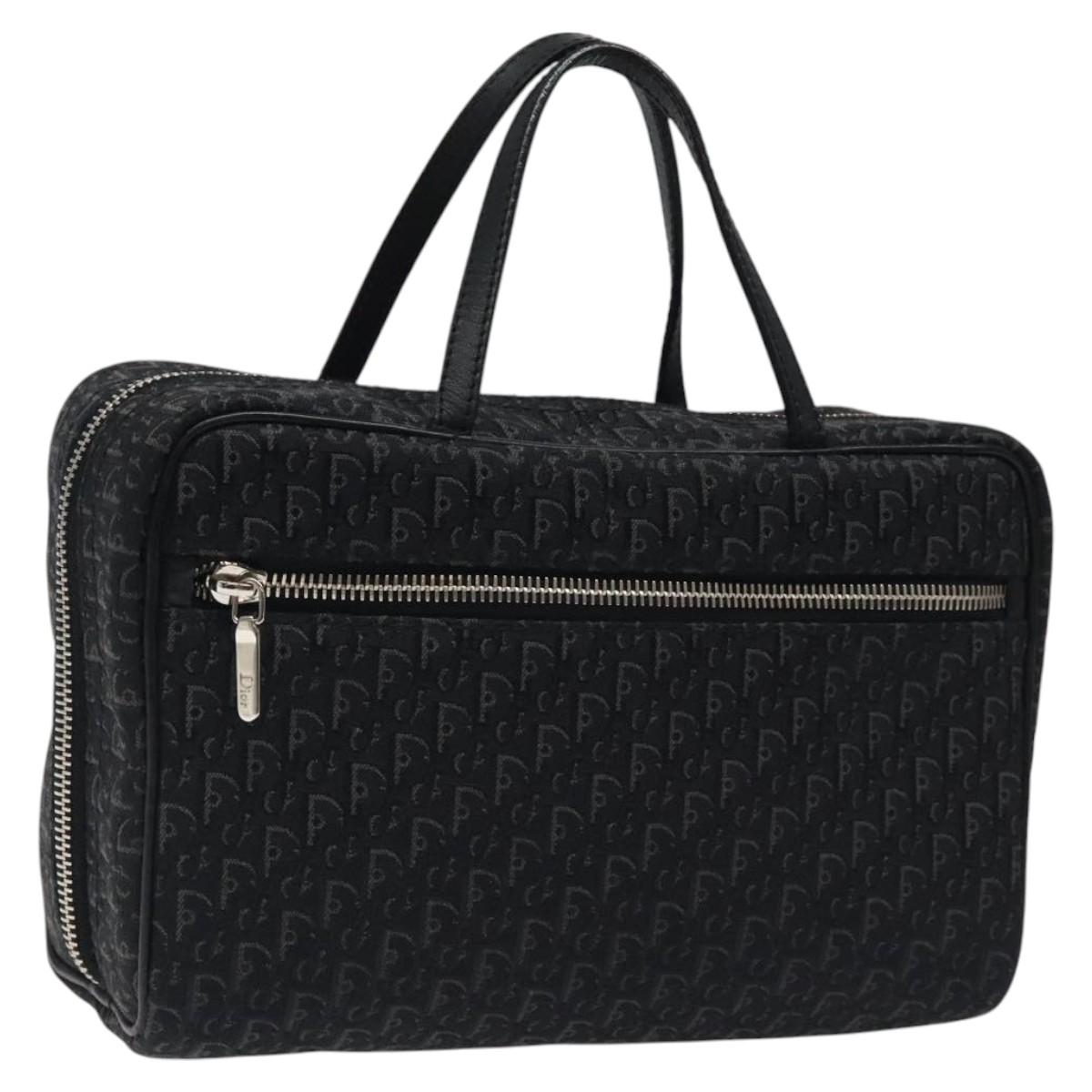 Christian Dior Trotter Canvas Hand Bag Black Silver Auth 117320M