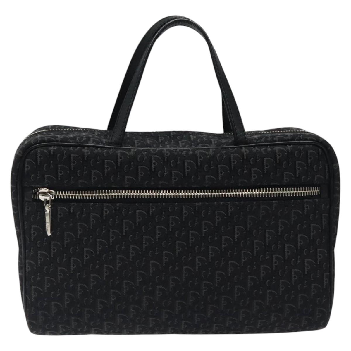 Christian Dior Trotter Canvas Hand Bag Black Silver Auth 117320M