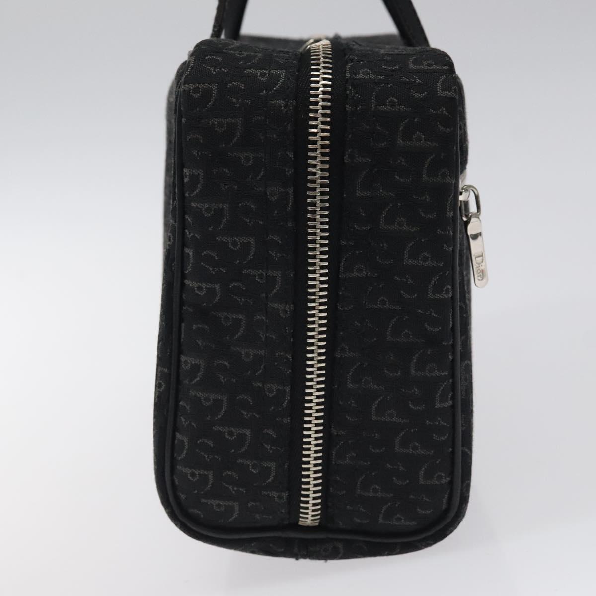 Christian Dior Trotter Canvas Hand Bag Black Silver Auth 117320M