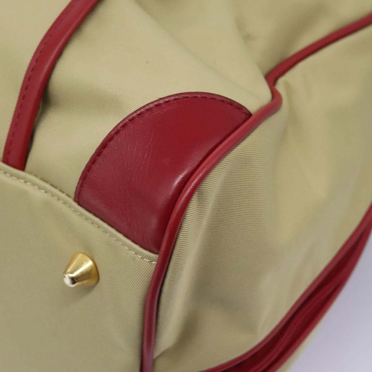 BURBERRY Boston Bag Nylon 2way Beige Gold Auth 117324