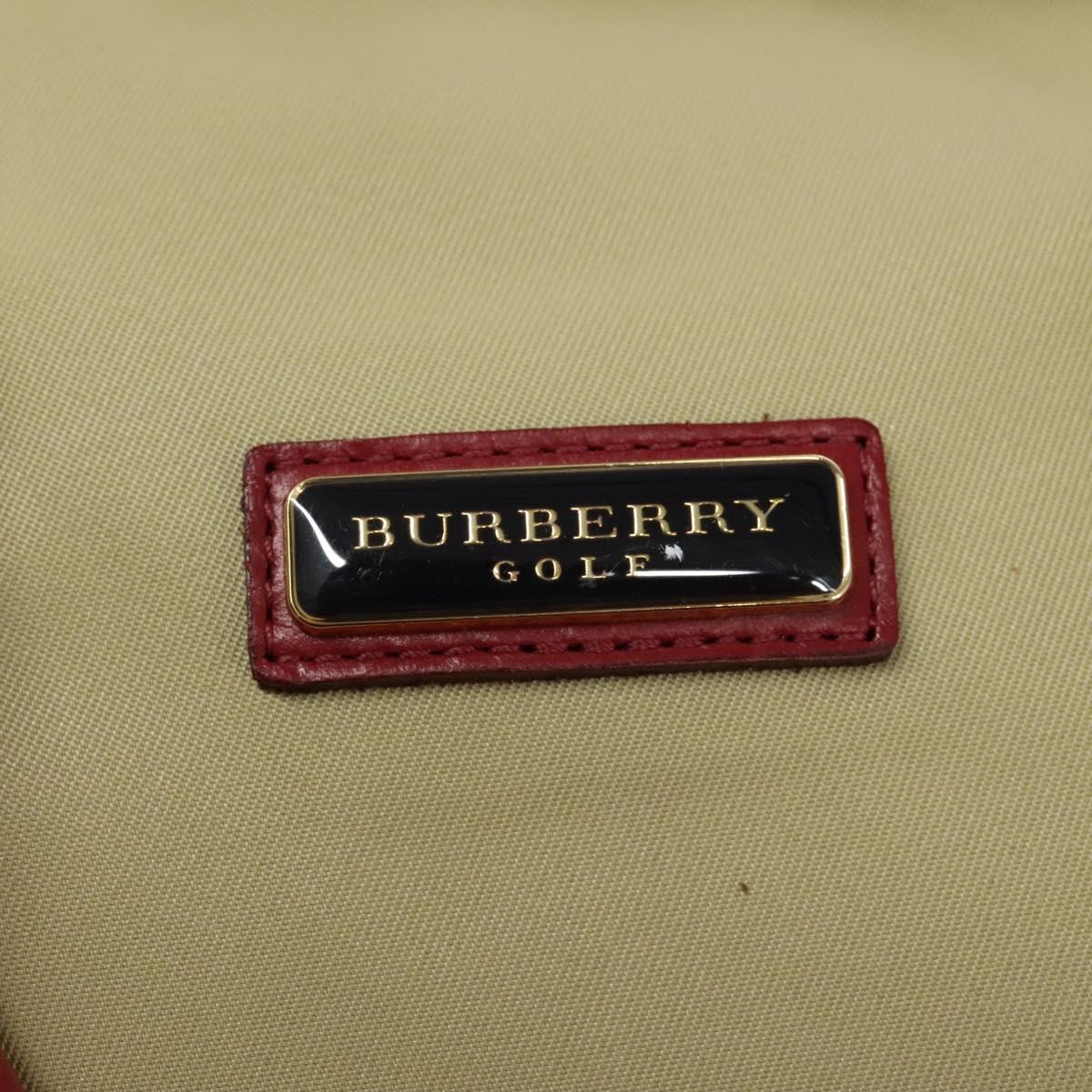 BURBERRY Boston Bag Nylon 2way Beige Gold Auth 117324