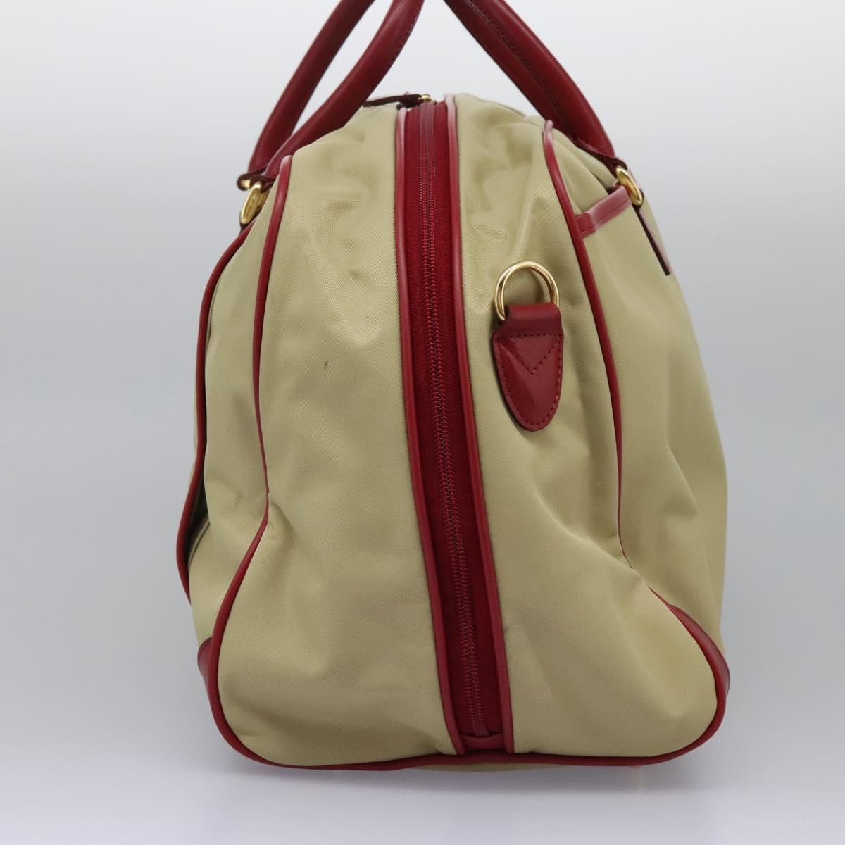 BURBERRY Boston Bag Nylon 2way Beige Gold Auth 117324