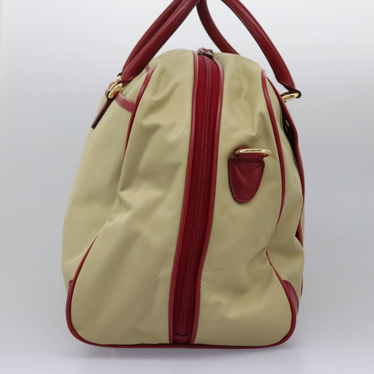 BURBERRY Boston Bag Nylon 2way Beige Gold Auth 117324