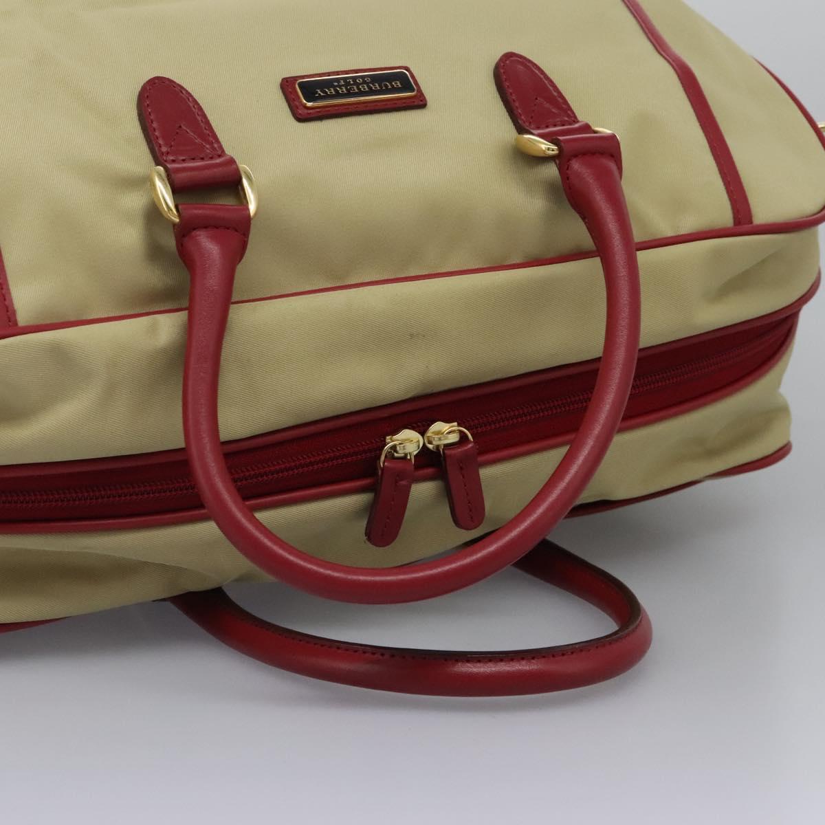 BURBERRY Boston Bag Nylon 2way Beige Gold Auth 117324