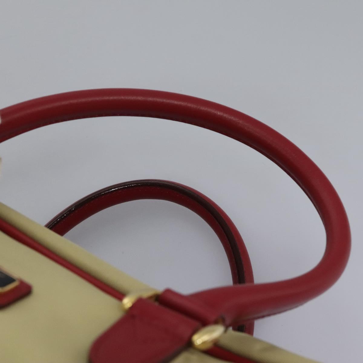 BURBERRY Boston Bag Nylon 2way Beige Gold Auth 117324
