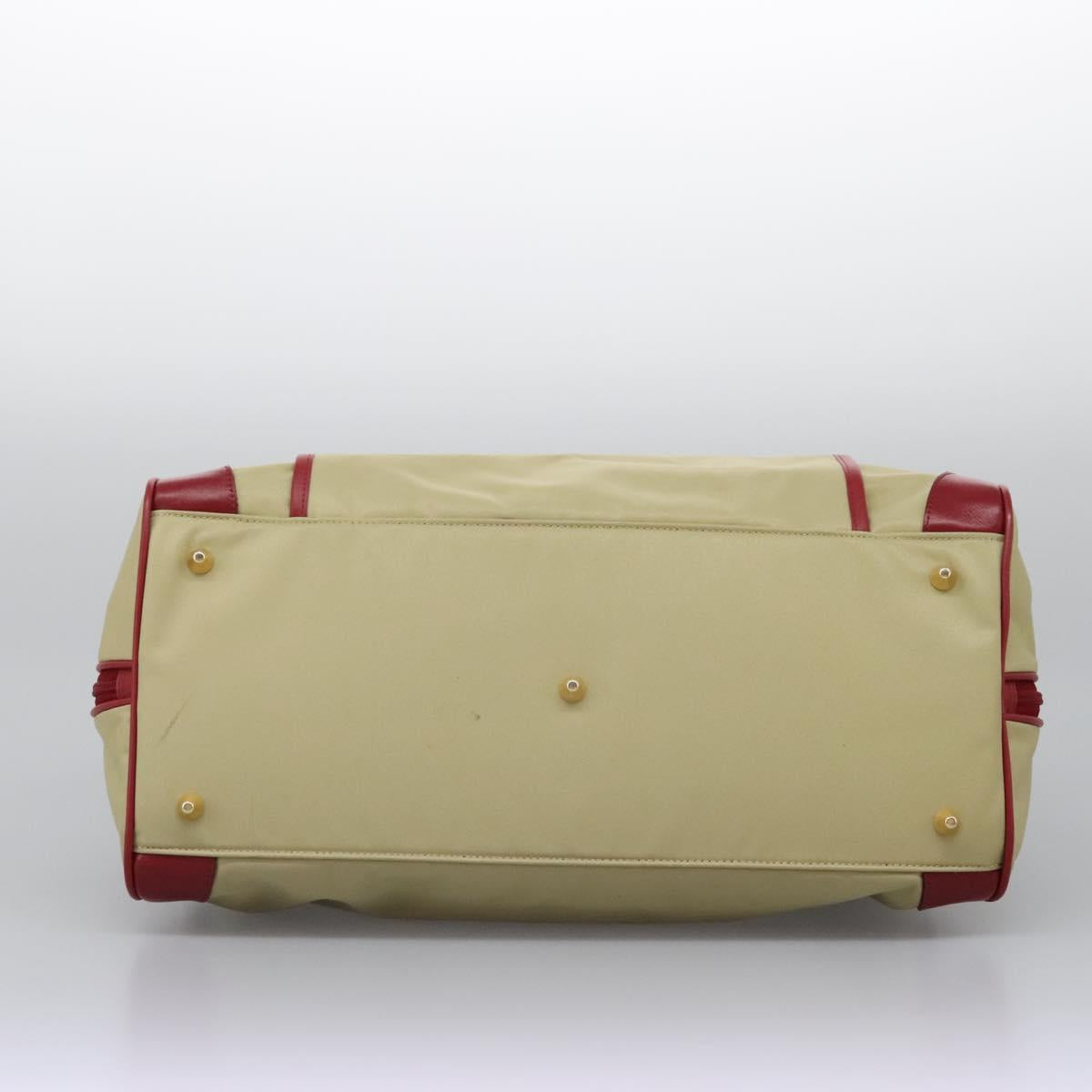 BURBERRY Boston Bag Nylon 2way Beige Gold Auth 117324