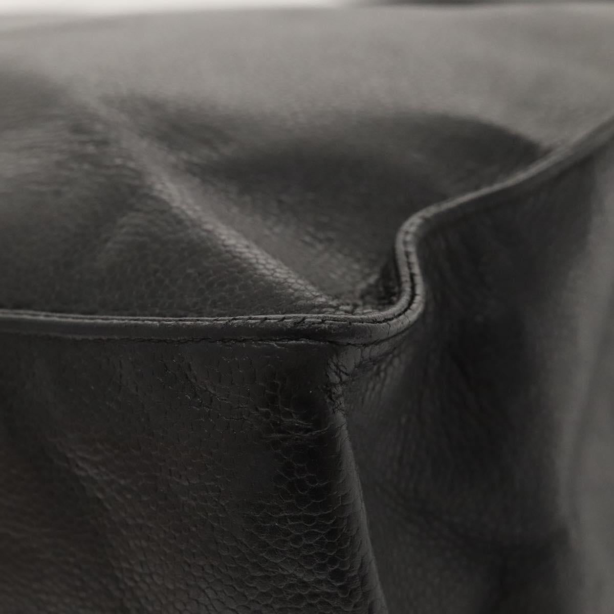 CHANEL COCO Mark Chain Tote Bag Caviar Skin Black CC Auth 117332