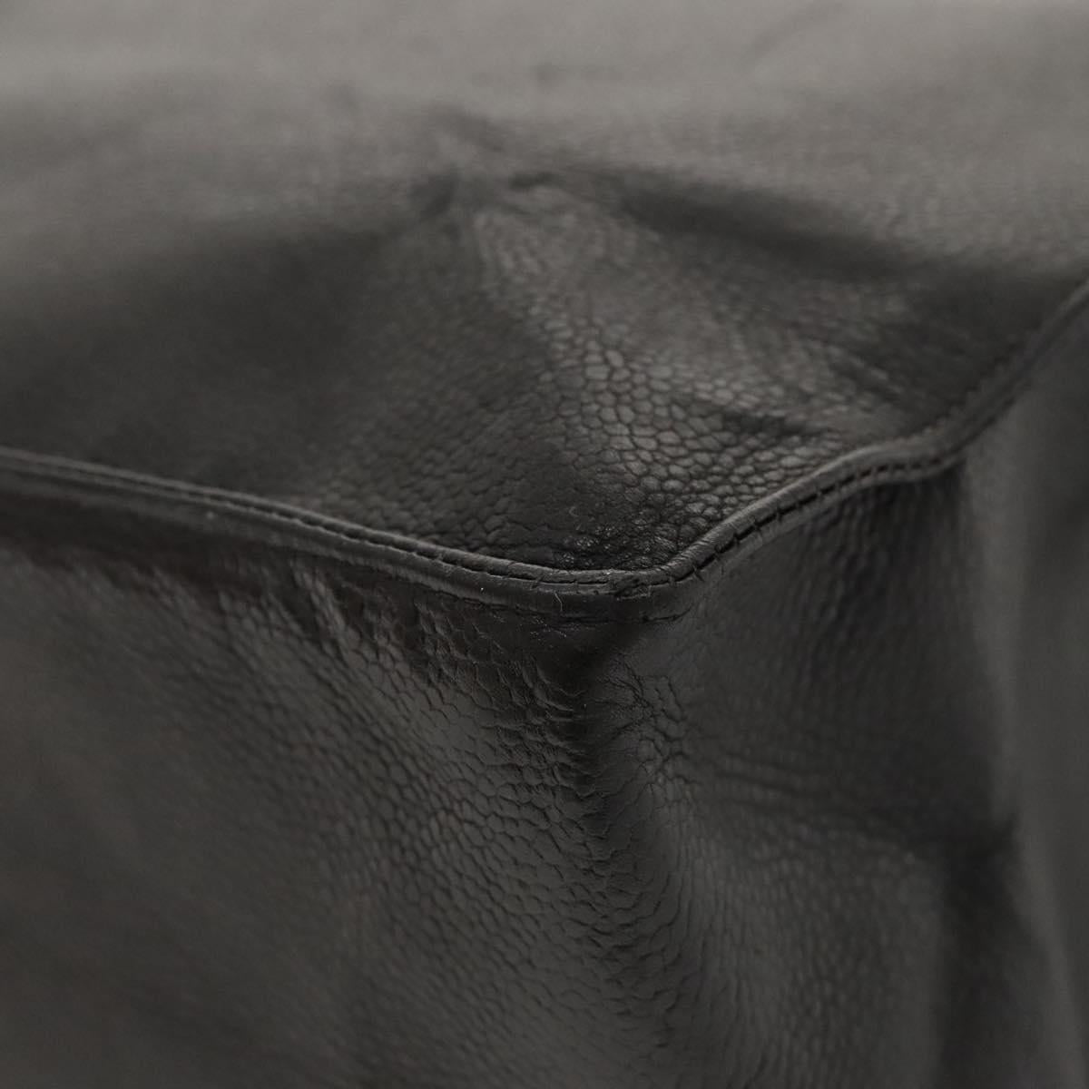 CHANEL COCO Mark Chain Tote Bag Caviar Skin Black CC Auth 117332