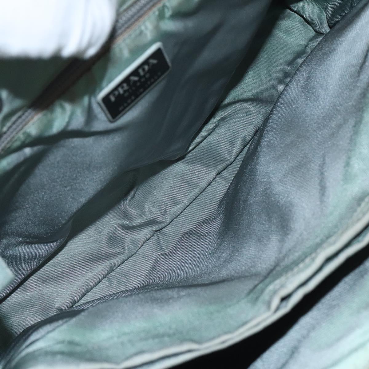 PRADA Hand Bag Nylon Khaki Silver Auth 117333