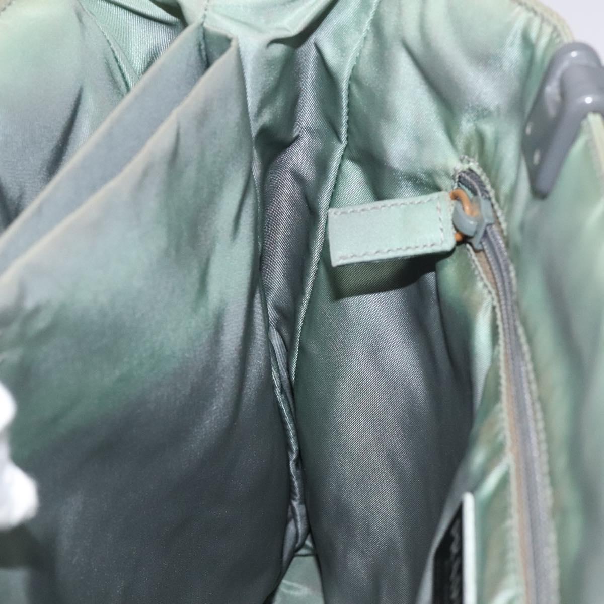 PRADA Hand Bag Nylon Khaki Silver Auth 117333