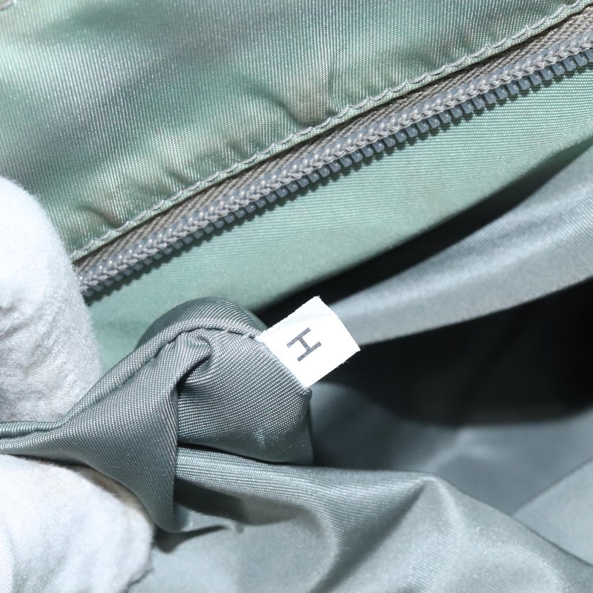 PRADA Hand Bag Nylon Khaki Silver Auth 117333
