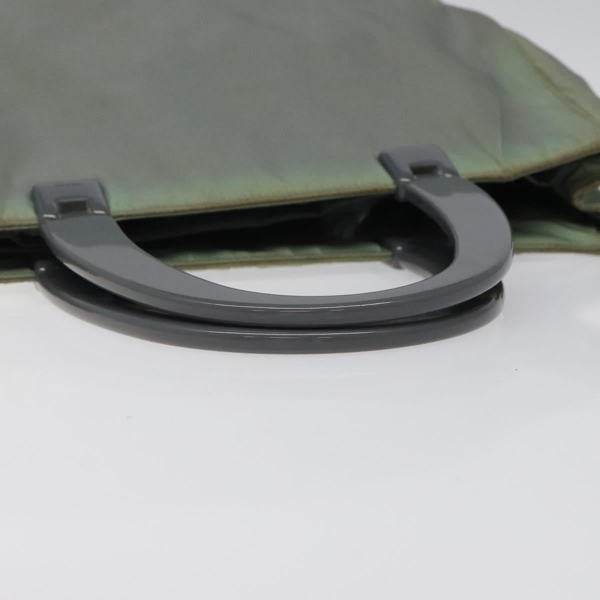 PRADA Hand Bag Nylon Khaki Silver Auth 117333