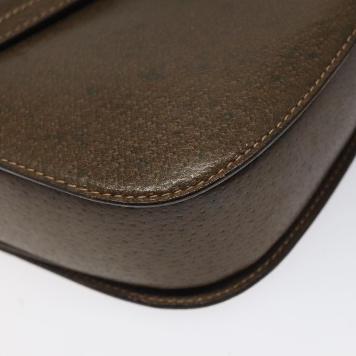 GUCCI Hand Bag Leather Brown Gold Auth 117348