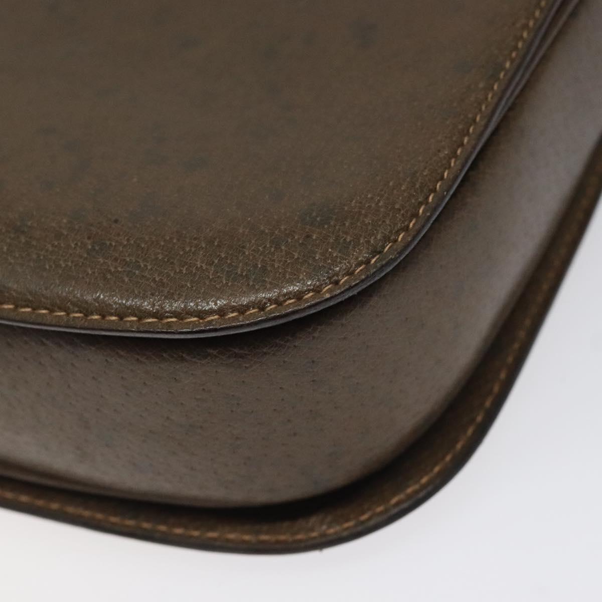 GUCCI Hand Bag Leather Brown Gold Auth 117348