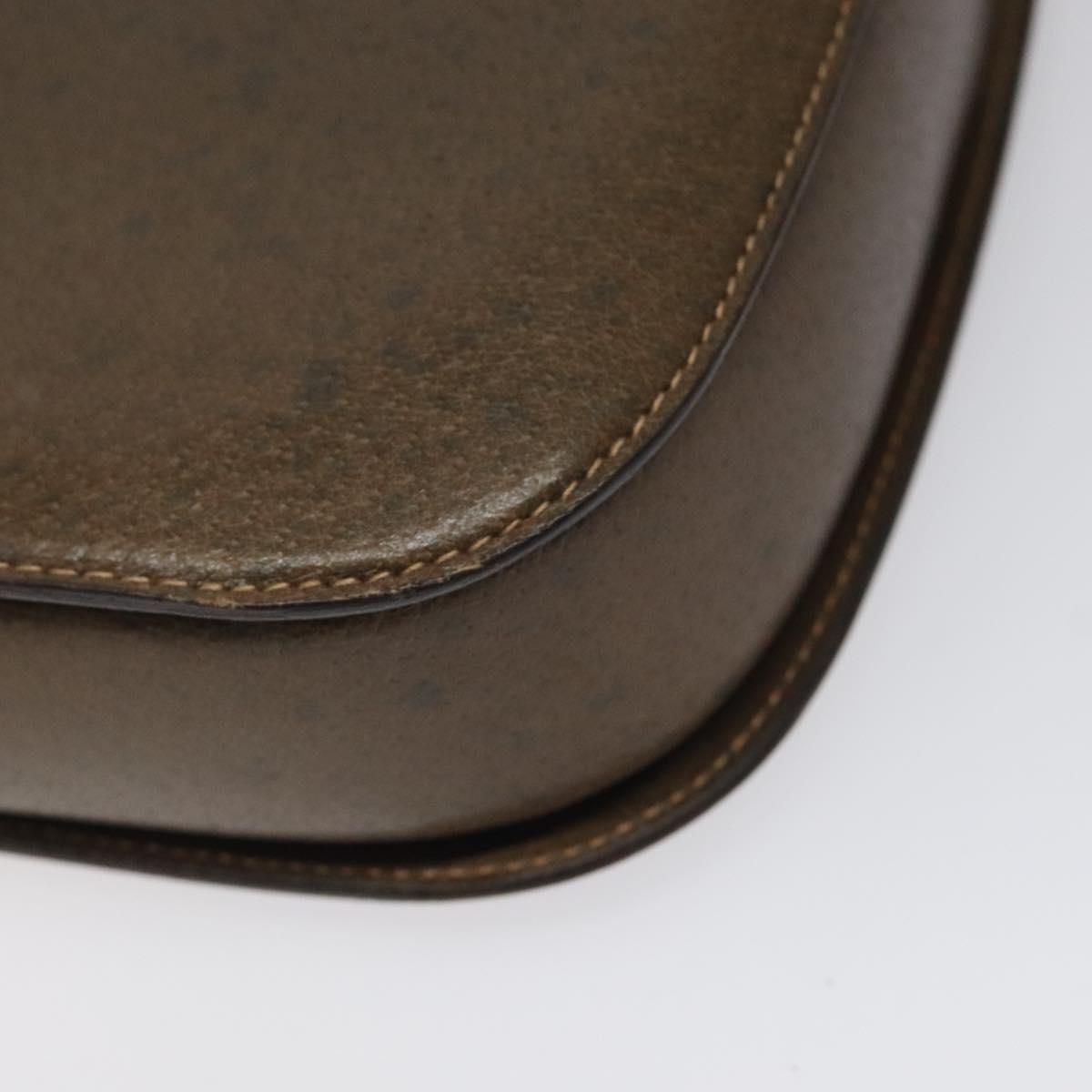 GUCCI Hand Bag Leather Brown Gold Auth 117348