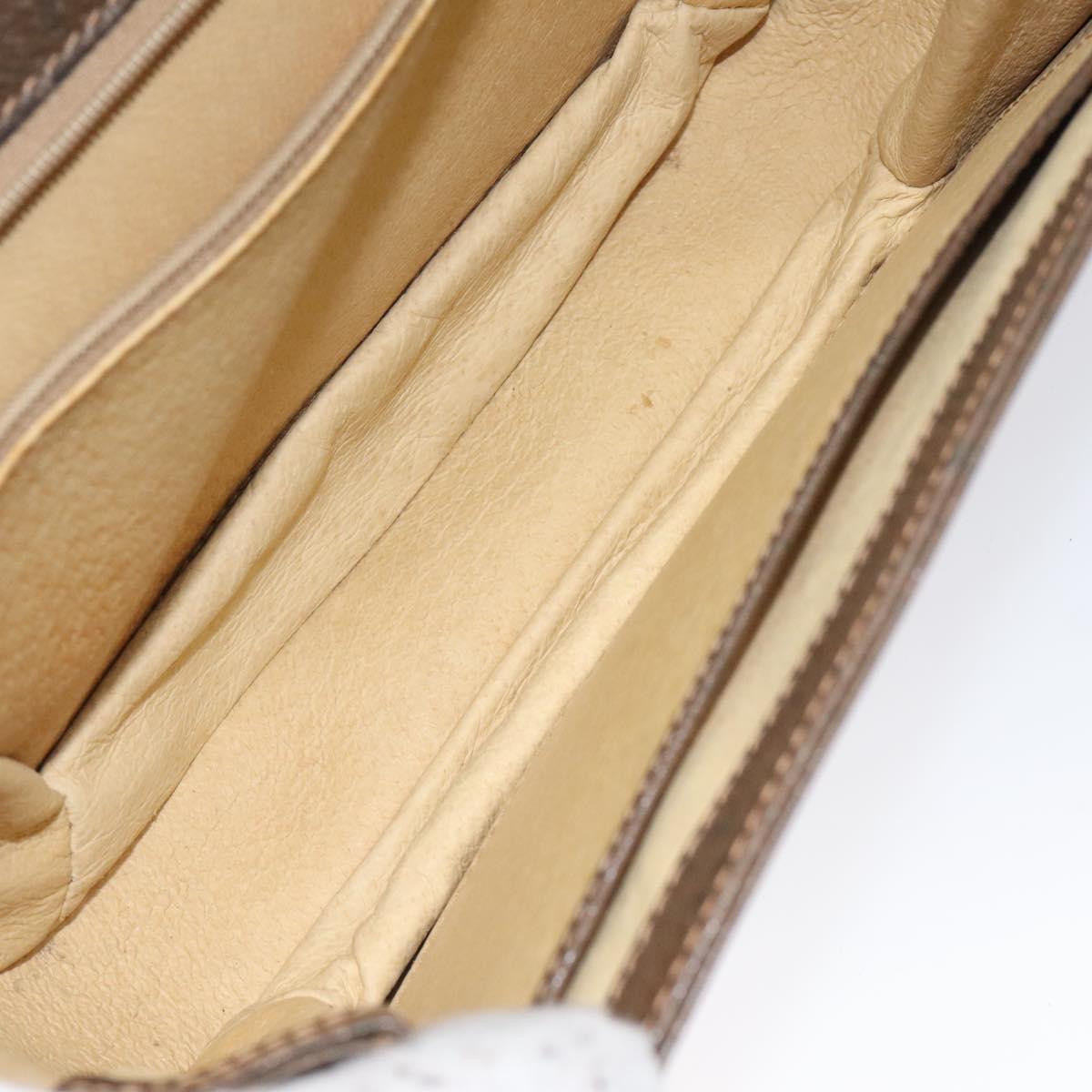 GUCCI Hand Bag Leather Brown Gold Auth 117348