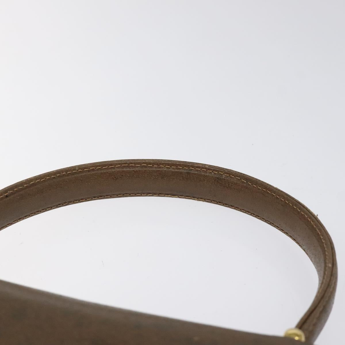 GUCCI Hand Bag Leather Brown Gold Auth 117348