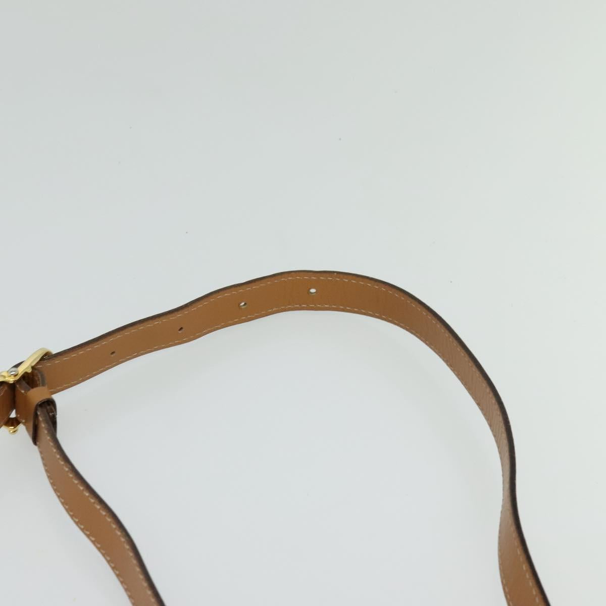 CELINE Macadam Canvas Shoulder Bag Beige Gold Auth 117362