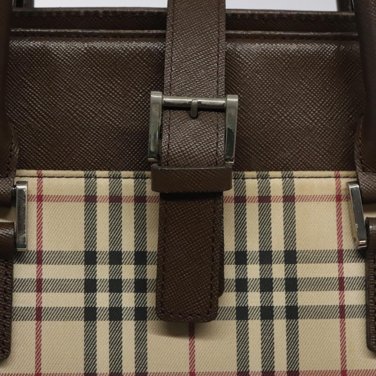 BURBERRY Nova Check Hand Bag Canvas Beige Auth 117364