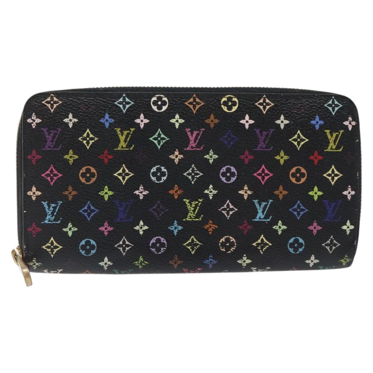LOUIS VUITTON Monogram Multicolor Zippy Wallet Long Black M60243 LV Auth 117381