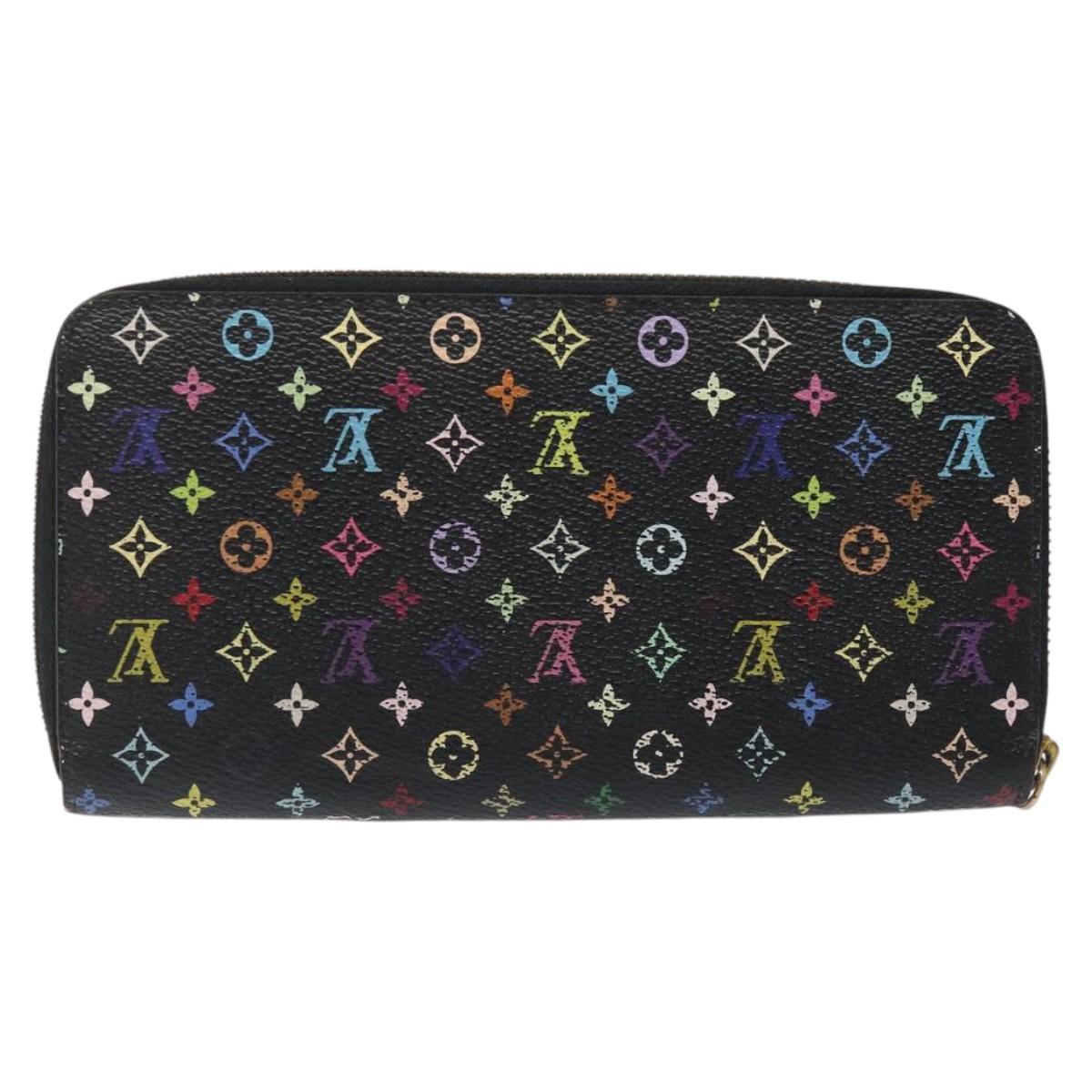 LOUIS VUITTON Monogram Multicolor Zippy Wallet Long Black M60243 LV Auth 117381