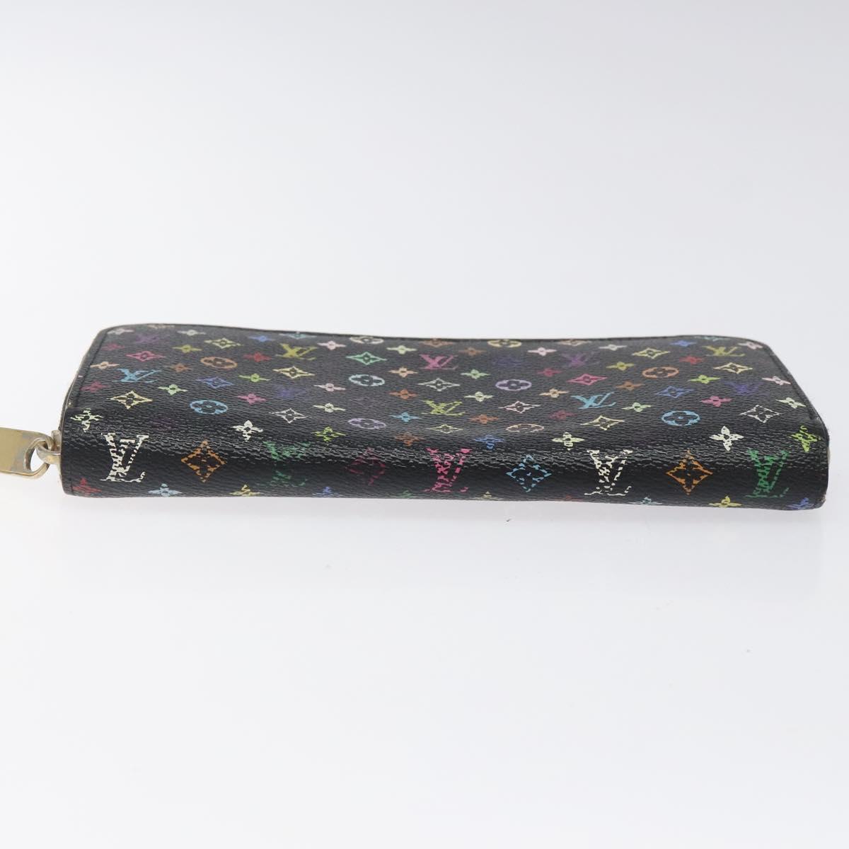 LOUIS VUITTON Monogram Multicolor Zippy Wallet Long Black M60243 LV Auth 117381