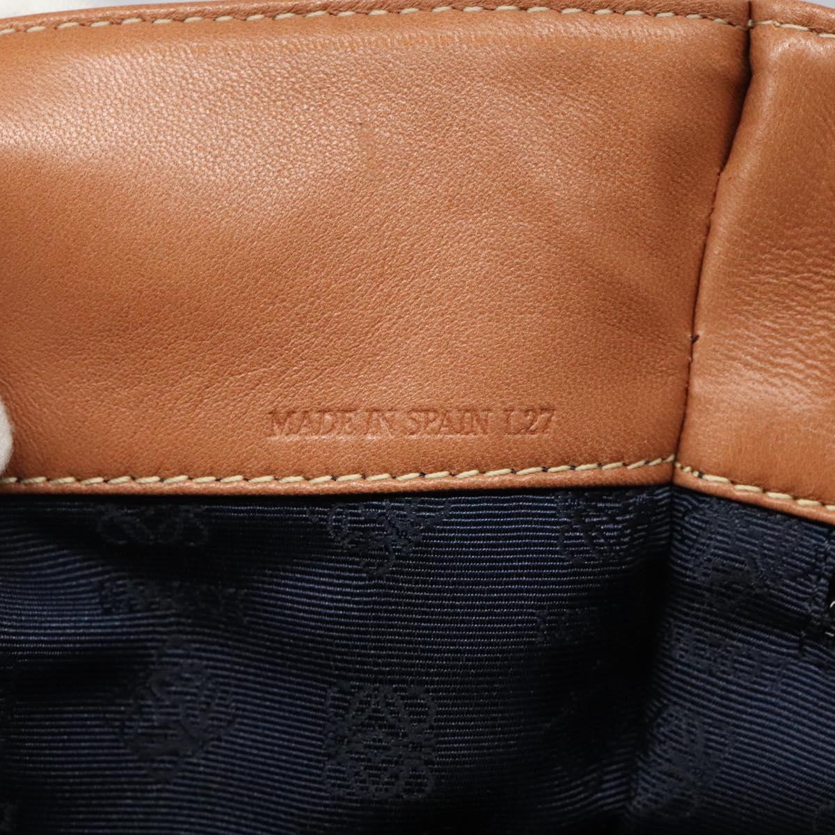 LOEWE Anagram Hand Bag Leather Brown Auth 117386